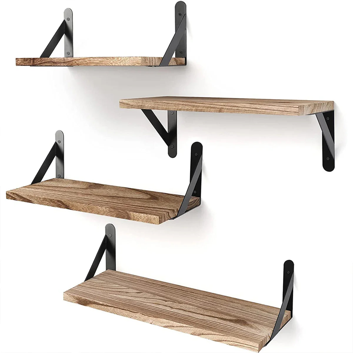 Floating Wall Shelves – Wooden Wall Mounted Bookshelf Storage Rack for Living Room, Bedroom, Bathroom & Kitchen Home Decor Organizer