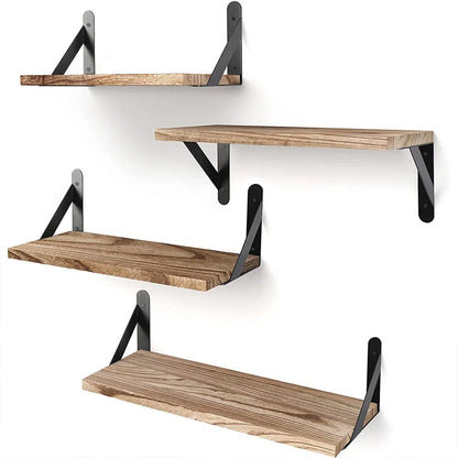 Floating Wall Shelves – Wooden Wall Mounted Bookshelf Storage Rack for Living Room, Bedroom, Bathroom & Kitchen Home Decor Organizer