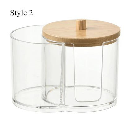 Cotton Round Pad & Powder Puff Holder – Dustproof Portable Makeup Organizer Box for Home, Durable Bathroom Storage Jar
