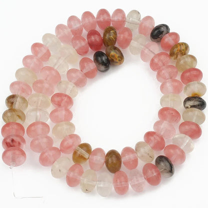 Natural Stone Rondelle Beads - 5x8mm Tourmaline, Citrine & Quartz Loose Beads for DIY Bracelets
