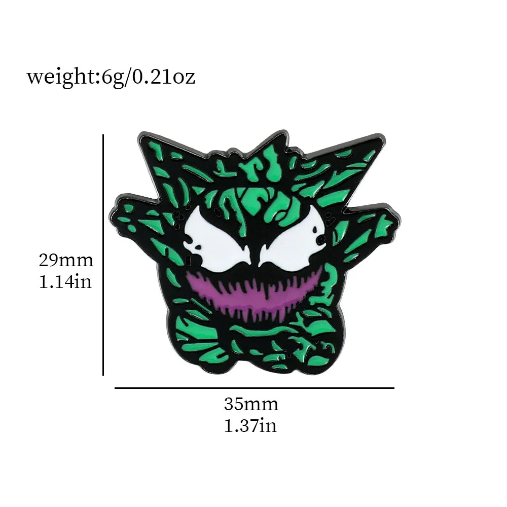 Gengar Cartoon Enamel Brooch — Anime Lapel Pin for Backpack Accessories, Fan Collection & Jewelry Gift