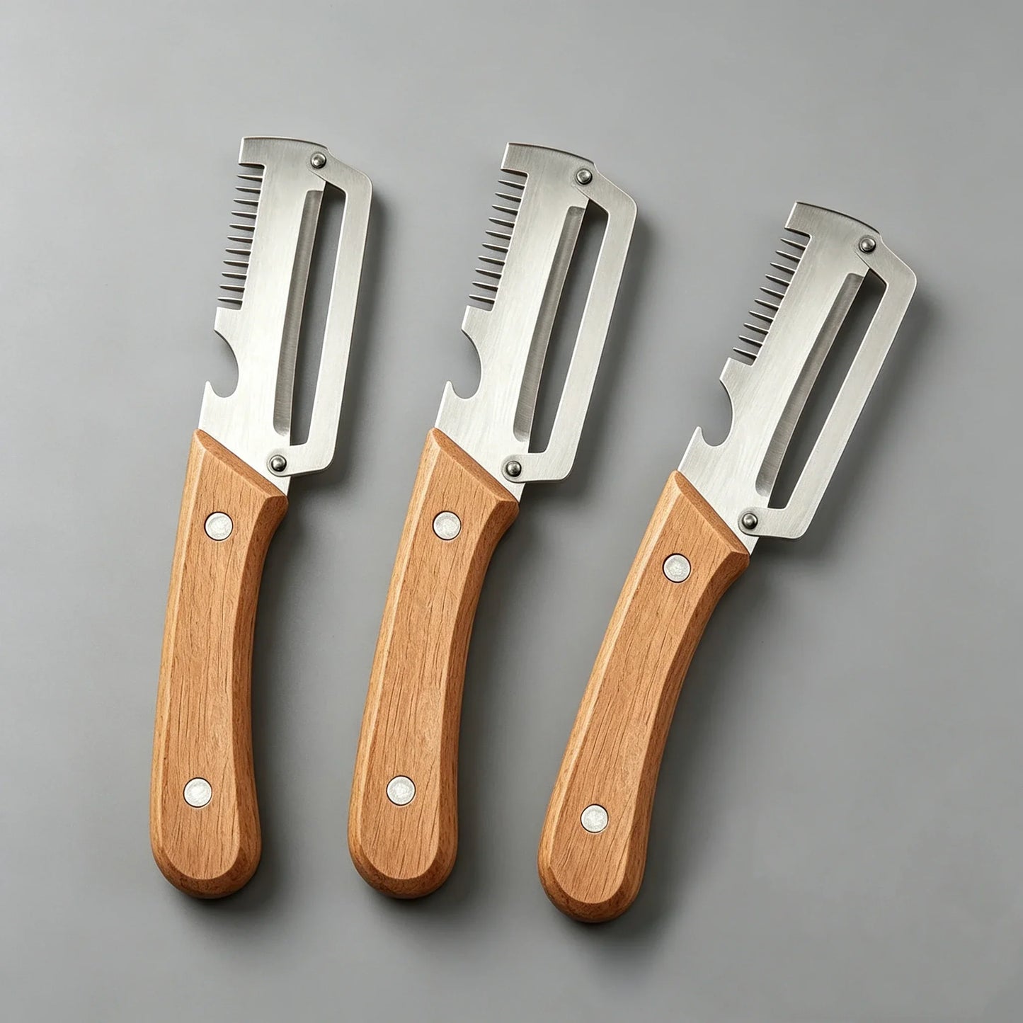 Stainless Steel Vegetable Peeler with Wooden Handle – Durable Fruit & Veg Slicer Tool for Smooth Peeling