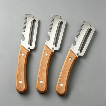 Stainless Steel Vegetable Peeler with Wooden Handle – Durable Fruit & Veg Slicer Tool for Smooth Peeling