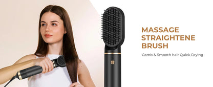 5-in-1 Electric Hair Dryer Comb – Negative Ion Straightener, Curling Iron & Detachable Multifunctional Heating Brush