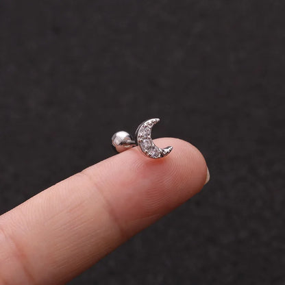 Crystal Flower Tragus Piercing Earring – 16G Cross Cartilage, Helix, Conch, Rook, Lobe & Labret Stud Jewelry