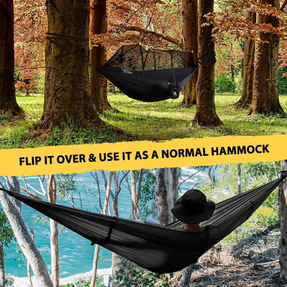 Lightweight Camping Hammock with Mosquito Net - Breathable 210T Nylon Outdoor Hammock