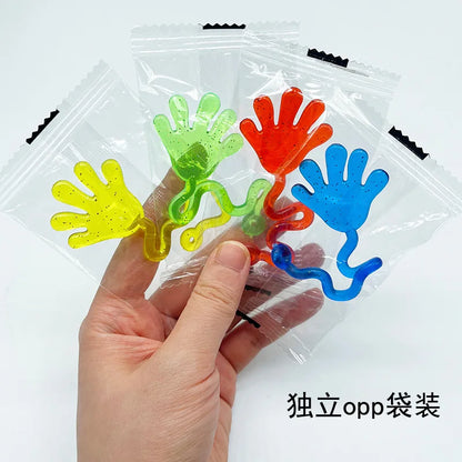 Kids Funny Glitter Sticky Hands Toy (5–20 Pcs) – Elastic Slap Palm Squishy Stretch Toys, Novelty Party Favors & Gifts