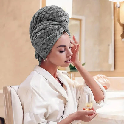 Extra Large Microfiber Hair Towel Wrap – Quick Dry, Ultra-Absorbent Soft Turban with Elastic Band