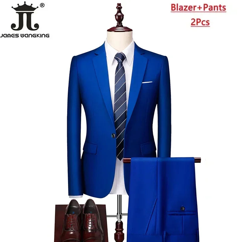Men's 3 Piece Suit Set - Solid Color Formal Business Jacket Vest Pants Wedding Groom Party Tuxedo Outfit M-6XL