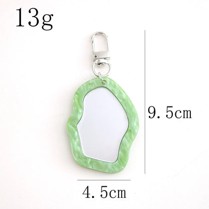 Mini Resin Makeup Mirror Keychain - Irregular Portable Touch-Up Mirror Bag Charm for Purses & Backpacks