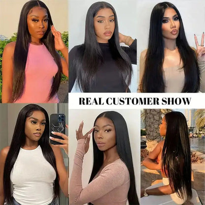 Straight Clip-In Hair Extensions – 8 Piece Full Head Set, 120g Brazilian Remy 100% Human Hair, Natural Black