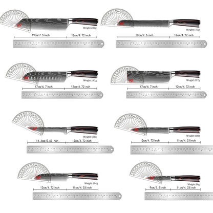 XITUO Kitchen Knife Set - 1-9PCS 7Cr17Mov Stainless Steel Chef, Santoku & Fruit Knives with Ergonomic Pakkawood Handle