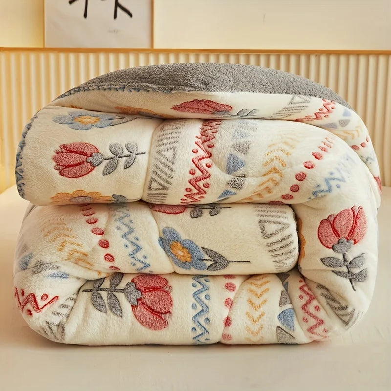 Winter Bedding Thick Flannel Fleece Quilt – Warm Comforter for Cold Nights, Bed Duvet & Blanket Set