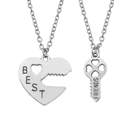 BFF Heart Split Friendship Necklace Set – Matching Broken Heart Pendant Jewelry Gift for Best Friends, Men & Women