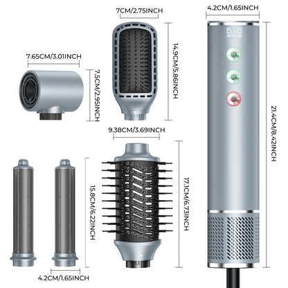 5-in-1 High-Speed Brushless Hair Dryer Brush – Negative Ionic Hot Air Styling Comb & Auto Hair Curler