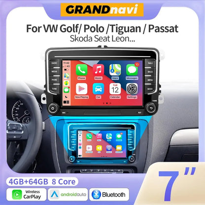 GRANDnavi Android 13 Car Radio GPS - 2Din Multimedia Player for VW, Skoda Octavia, Golf 5/6, Passat B6, Polo, Jetta