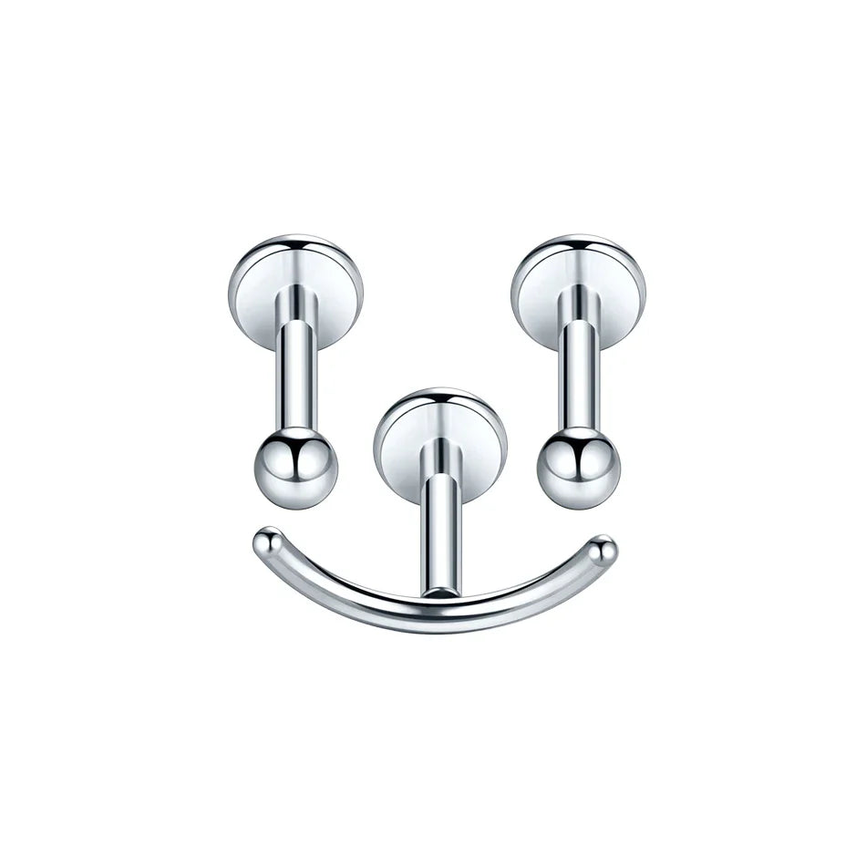 Titanium CZ Tragus & Helix Stud – Internally Threaded Labret Lip Ring Piercing Earring (1PC)