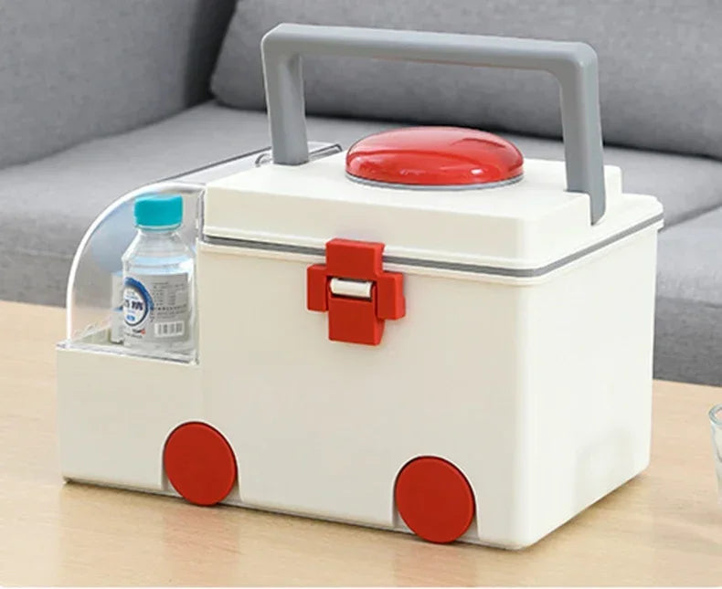 Portable Ambulance Medicine Box – Large Capacity Household Medical Storage & Classification Organizer