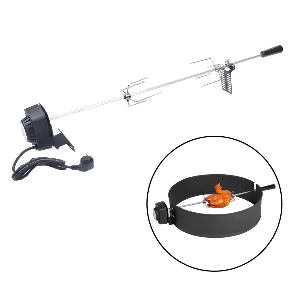 Electric BBQ Grill Spit Roaster – Outdoor Rotisserie Kit with 120cm Long Cable for Barbecue Grilling