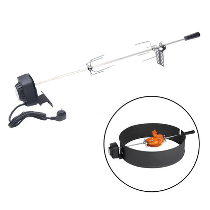 Electric BBQ Grill Spit Roaster – Outdoor Rotisserie Kit with 120cm Long Cable for Barbecue Grilling
