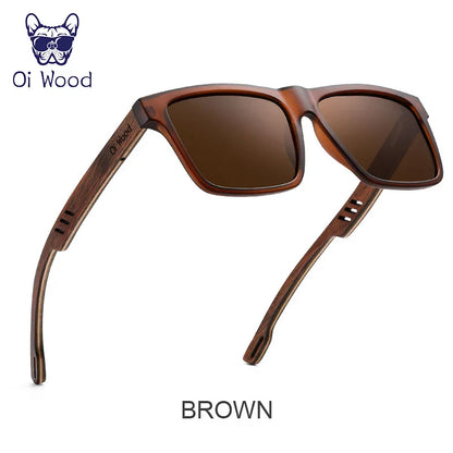 Oi Wood Square Polarized Sunglasses for Men — UV400 Fashion Sport & Driving Sun Glasses