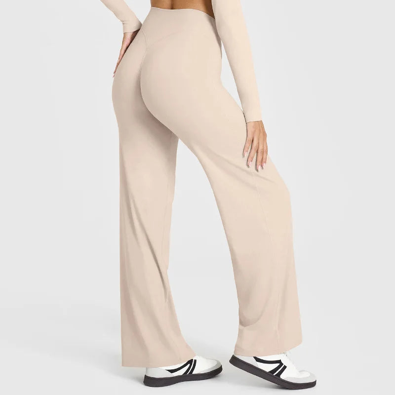 Women’s Ultra Soft Butter Yoga Pants – Mid Waist Straight Leg Sports Trousers for Gym, Pilates & Running
