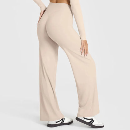 Women’s Ultra Soft Butter Yoga Pants – Mid Waist Straight Leg Sports Trousers for Gym, Pilates & Running