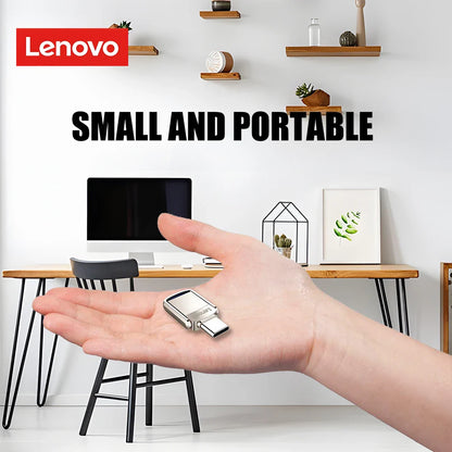 Original Lenovo 2TB USB 3.1 Pendrive – Metal 2-in-1 OTG Flash Drive for Phone & Computer (128GB, 512GB, 1TB, 2TB)