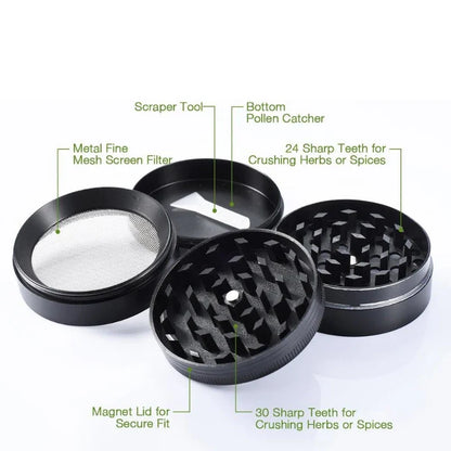Mini 4-Layer Metal Herb Grinder — 63mm Zinc Alloy Tobacco & Dry Herb Crusher for Smoking Accessories