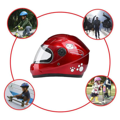 New Cute Children’s Full Face Helmet – Safety Bike & Motorcycle Helmet for Kids, Adjustable for Outdoor Sports, Four Seasons Protection