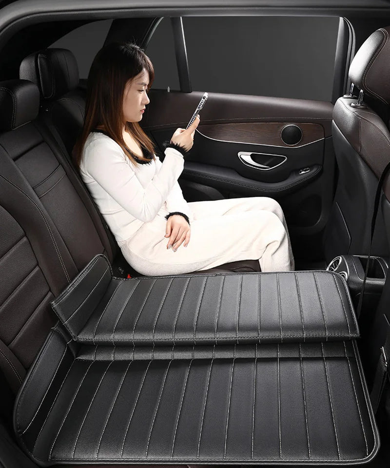 Foldable Car Travel Bed for Rear Seat – Wear-Resistant PU Sleeping Pad Mattress for SUV & Sedan Trips