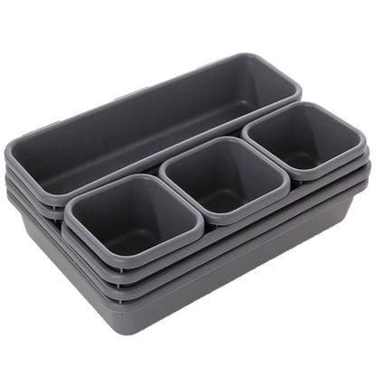 8Pcs Adjustable Drawer Organizer Set – Multi-Purpose Storage Trays for Makeup, Cosmetics, Jewelry, Kitchen & Bathroom Dividers