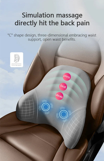 Electric Car Lumbar & Neck Massage Pillow | Single Headrest Vibration Cushion for Seat Support