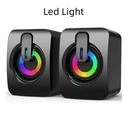 PC Computer Speakers with USB – HIFI Stereo Sound Box & Microphone with LED Light for Desktop