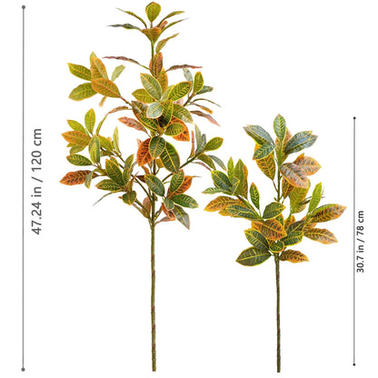 32–120cm Artificial Banyan Tree Branch – Tropical Fake Plant with Red Leaves for Home, Garden & Indoor Decorative Display