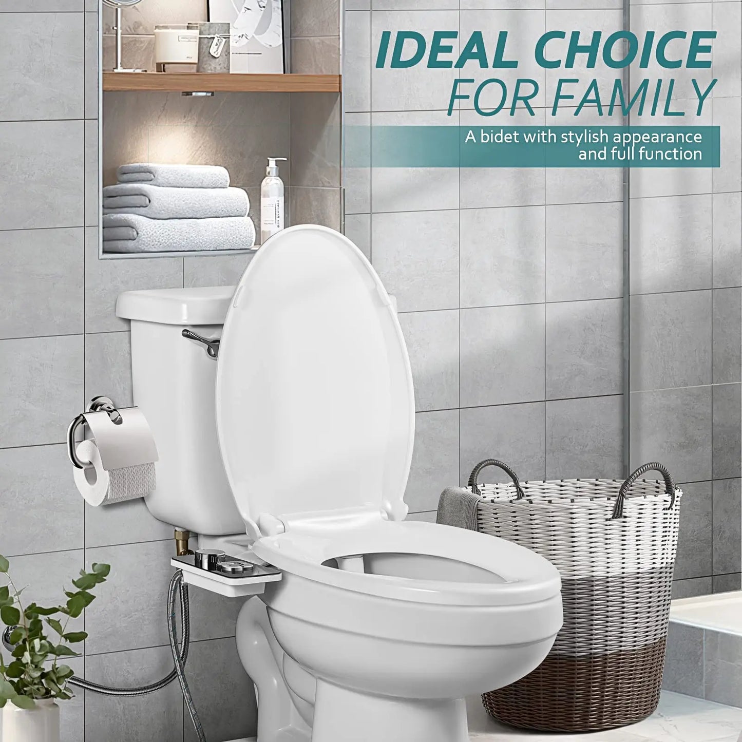 Elevate Your Bathroom Experience with Ultra-Thin Bidet Toilet Seat Attachment - Non-Electric, Self-Cleaning, Dual Nozzles for Frontal & Rear Wash, Cold Water Hygiene
