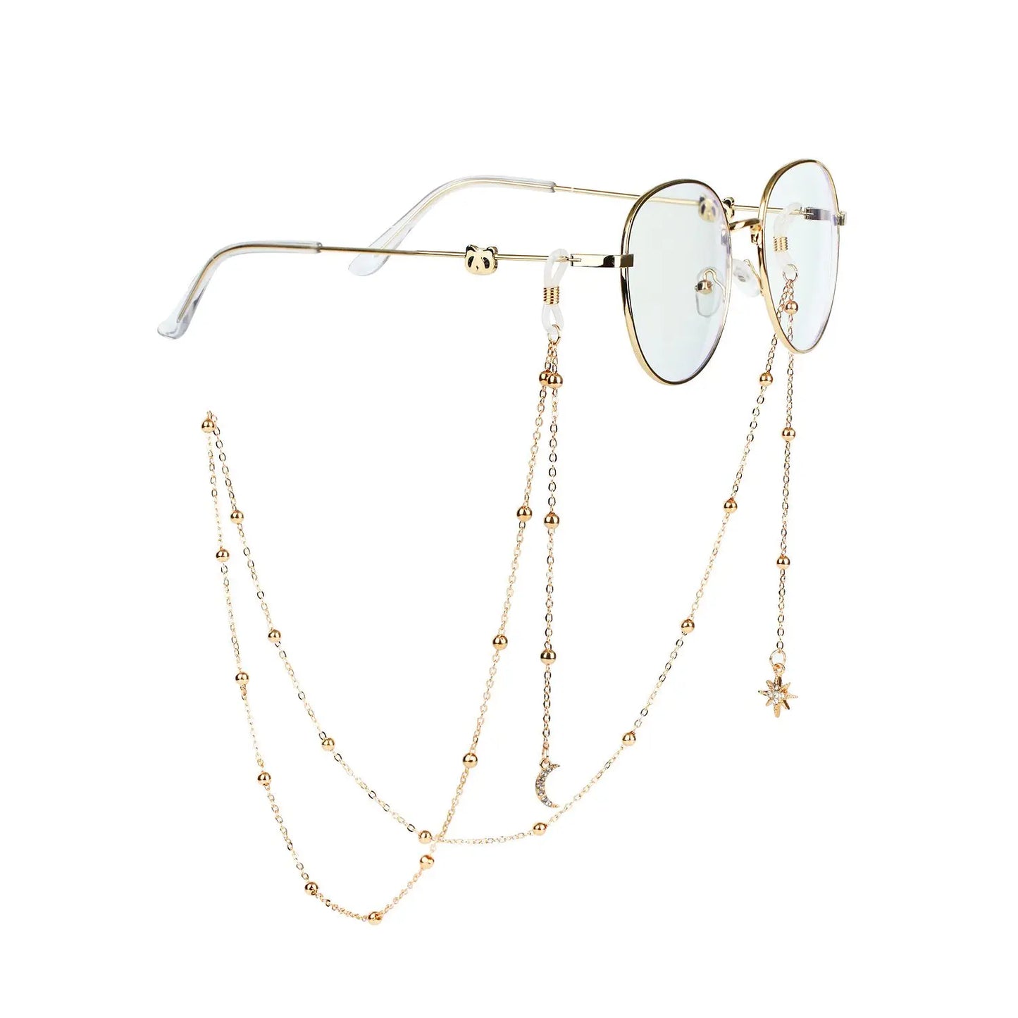 Women Pearl Star Eyeglass Chain - Fashion Beaded Sunglasses Holder Neck Strap For Reading Glasses