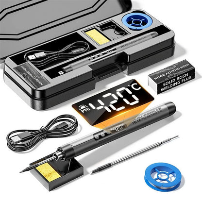 USB Rechargeable Mini Soldering Iron Adjustable Temperature Tool with Accessories – Portable DIY & Electronics Repair Kit