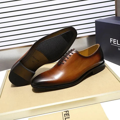 Designer Genuine Leather Men’s Wholecut Oxford Shoes – Luxury Black & Brown Dress Shoes for Business & Formal Wear