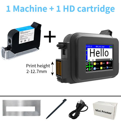 Iottim 12.7mm Mini Portable Inkjet Printer – Handheld Date, QR Code, Logo & Batch Number Printer for Small Business Labeling