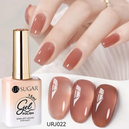 UR SUGAR 15ml Jelly Milky White Gel Polish – Translucent UV Soak Off Nail Art Varnish Semi-Permanent Fashion Nail Color