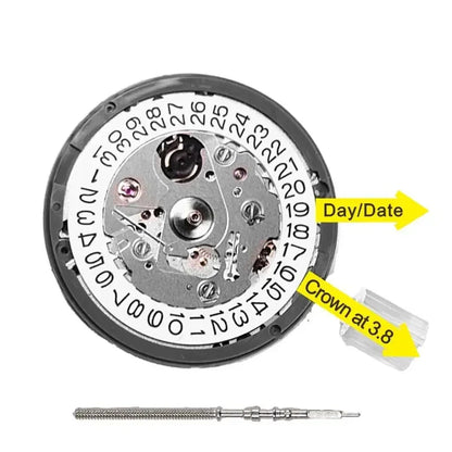 Genuine NH35A Automatic Mechanical Watch Movement – High Accuracy 24 Jewels Self-Winding Replacement Module with 3 O’Clock Date Function