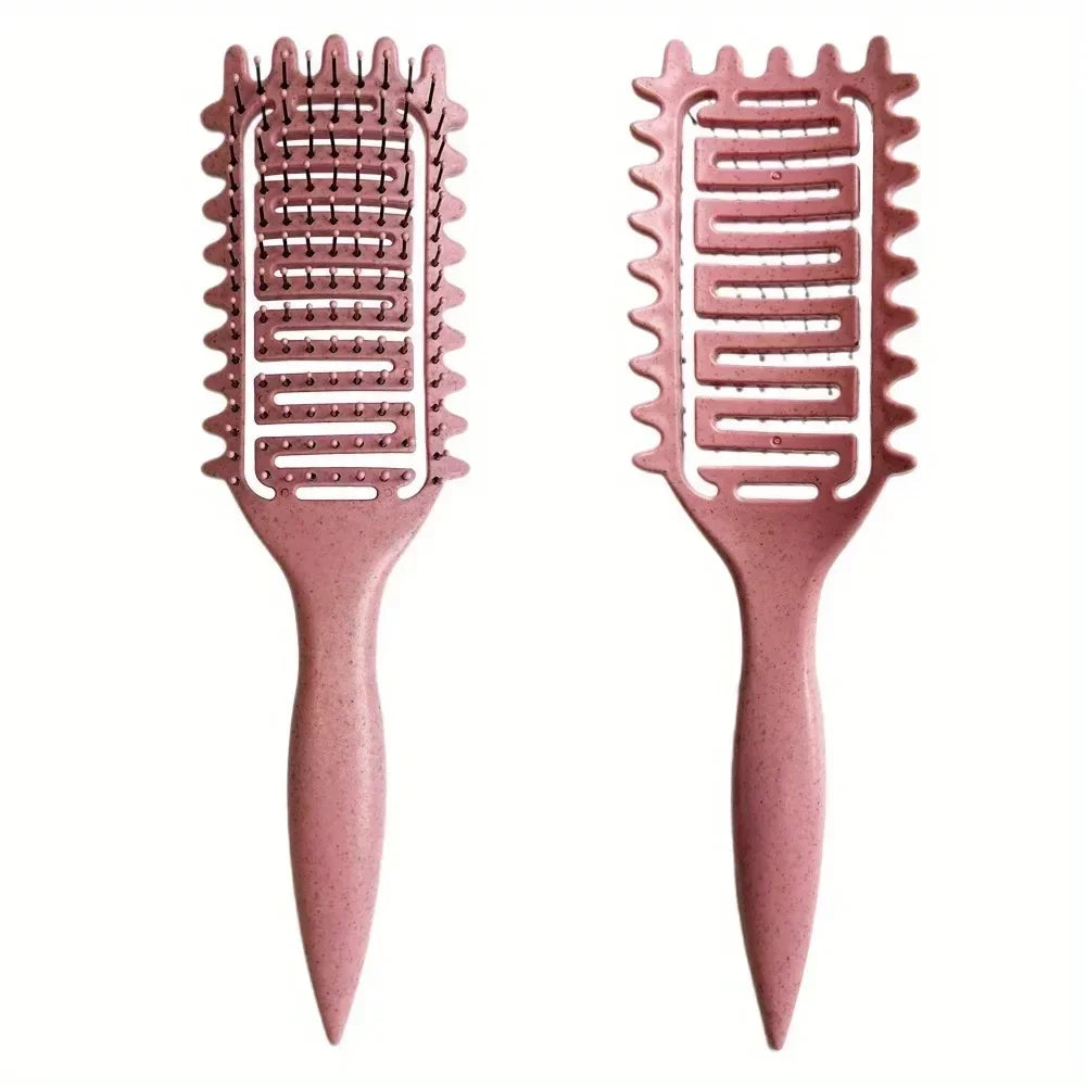 Curl Define Styling Brush – Hollow Detangling Hair Comb for Wet & Curly Hair, Shaping Curls Barber Hairdressing Tool