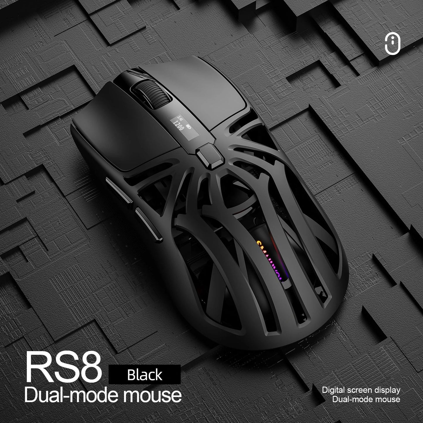 SmailWolf RS8 Wireless Gaming Mouse – Bluetooth & 2.4G, Lightweight E-Sports Mouse, 10,000 DPI, Triple Mode