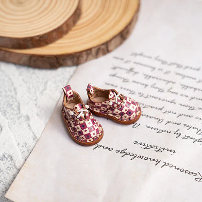 Blythe Baby Mini Cowhide Shoes – Handmade OB22 OB24 UFDOLL Checker Doll Accessories