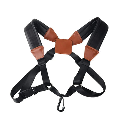 Miwayer Saxophone Strap — Universal Double Shoulder Leather Strap for Alto, Tenor & Soprano Saxophones (Adult & Child)
