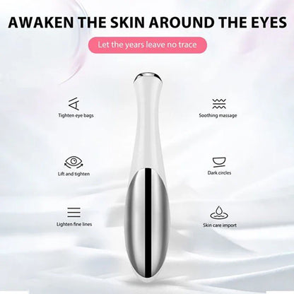 Electric Eye Massager - Vibration Anti-Aging and Wrinkle Reducer, Dark Circle Removal, Beauty Eye Care Pen in Pink and White