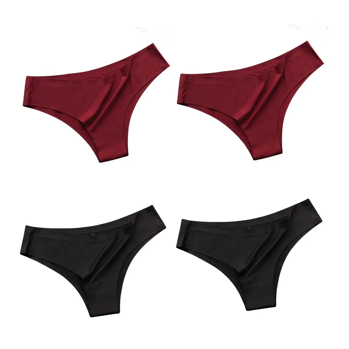 4PCS Seamless Ice Silk G-String Panties for Women – Low Waist, Soft Ultra-Thin Sexy Underwear Briefs
