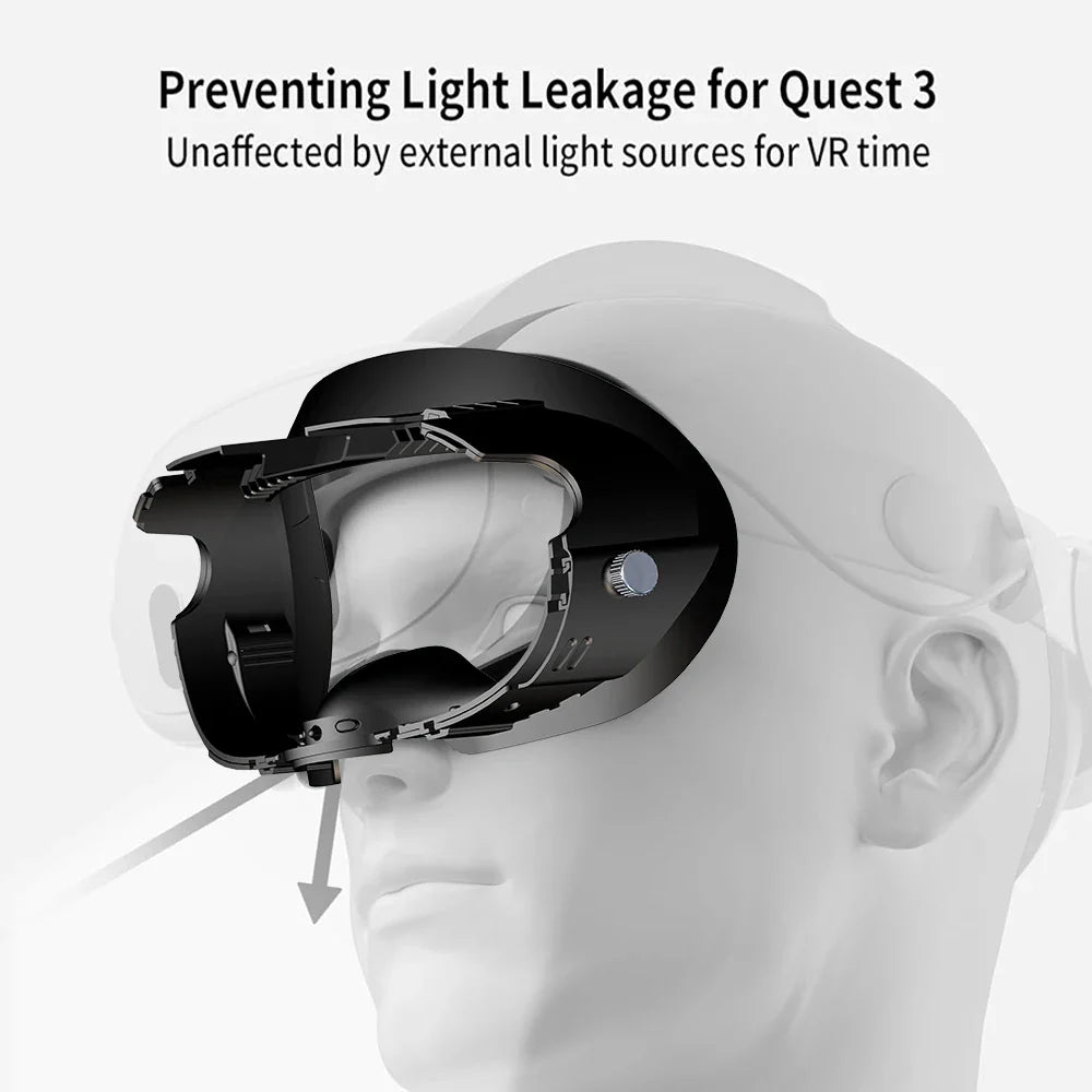 Adjustable PU Leather Facial Interface & Foam Cushion for Meta Quest 3 – Comfortable VR Face Pad Replacement Accessory