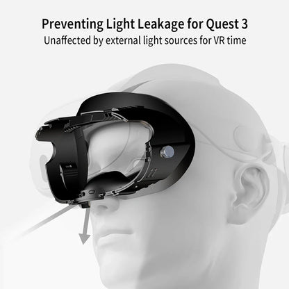 Adjustable PU Leather Facial Interface & Foam Cushion for Meta Quest 3 – Comfortable VR Face Pad Replacement Accessory